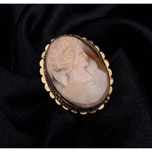Antique Victorian Late XIX Century Real Cameo Brooch Pendant